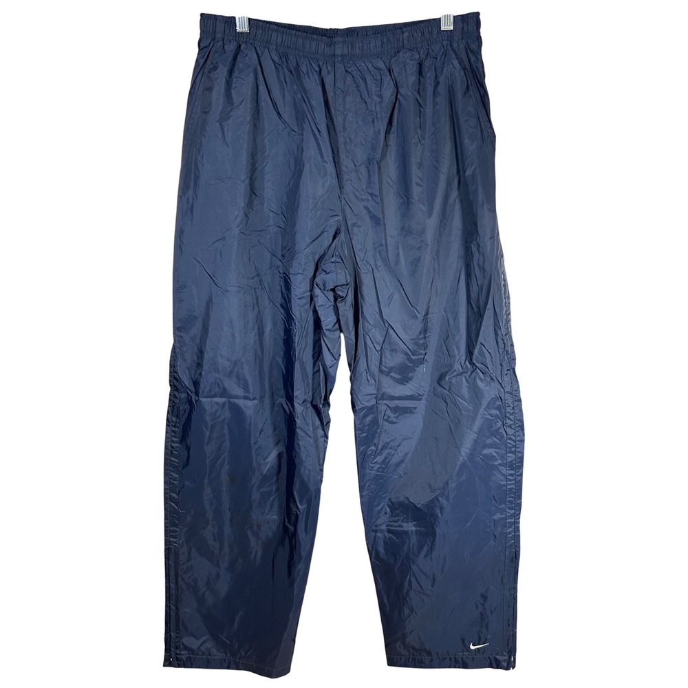 Vintage Nike Mens XL Navy Blue Windbreaker Track Pants Lined Zipper Cuff Swoosh